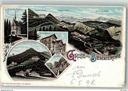 2673 Semmering-Kurort 1898 Lithographie Semmering Kapelle Hotel Waldhof... - 13651236