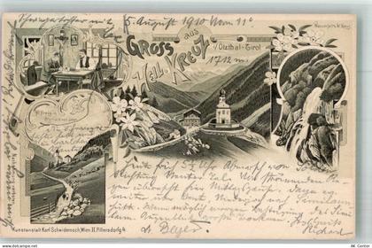 6450 Sölden Lithographie Kirche Hl.Kreuz Wasserfälle - 13673599