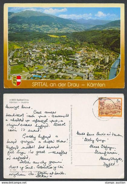 Austria Spittal an der Drau Karnten Kaernten Bridge River Hill Panorama Postcard