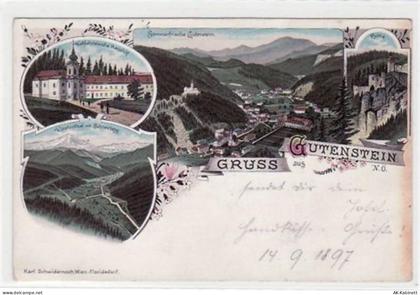 Litho Gruss aus Gutenstein. Sommerfrische Gutenstein Wallfahrtskirche Ma... - 39006399