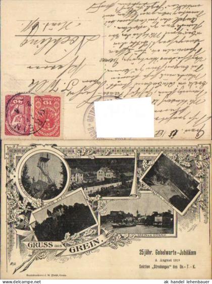 749288 Lithographie Grein an der Donau Perg Werfenstein Göbelwarte 25 jähr. Jubiläum