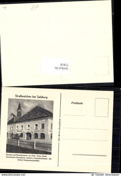 71818,Straßwalchen bei Salzburg Gasthof Fleischhauerei Zur Post Inhaber Anton Gerbl Detailansicht
