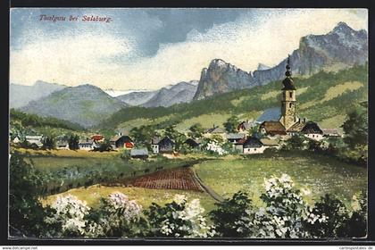 AK Thalgau / Salzburg, Ortsansicht mit Kirche