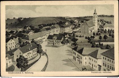 Artiste CPA Straßwalchen in Salzburg Österreich, Ortspartie, Kirche