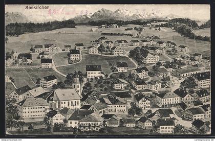 Künstler-AK Seekirchen am Wallersee, Teilansicht mit Kirche