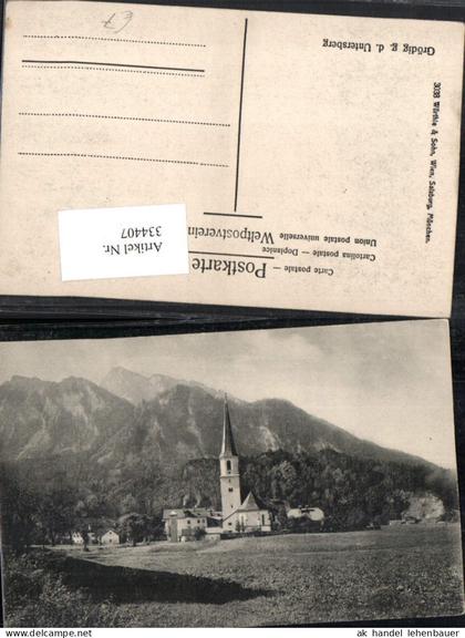 334407,Grödig Kirche geg. Untersberg Bergkulisse
