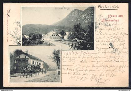 AK Grödig, Kutsche am Gasthaus Drachenloch