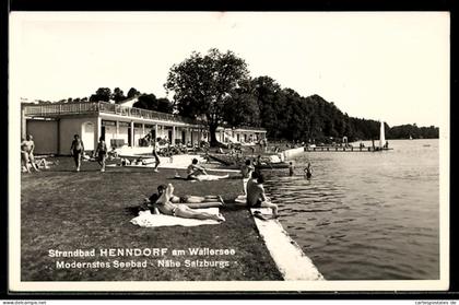 AK Henndorf am Wallersee, Strandbad mit Badegästen