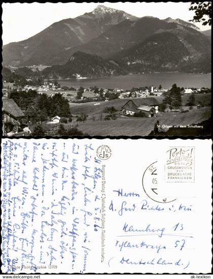 Ansichtskarte Sankt Gilgen St. Gilgen mit dem Schafberg und Wolfgangsee 1960