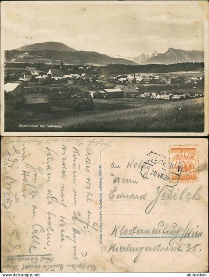 Ansichtskarte Seekirchen am Wallersee Blick auf die Stadt 1929  bei Salzburg