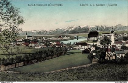 CPA Oberndorf an der Salzach bei Salzburg Österreich, Laufen an der Salzach, Gesamtansicht