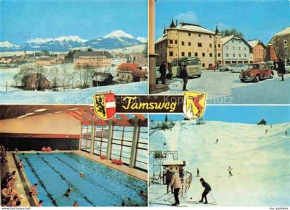 Tamsweg Lungau AT Panorama Ortspartie Hallenbad Skilift