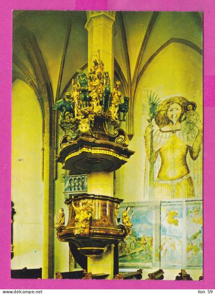 312706 / Austria - St. Sankt Lambrecht , Monastery - Stiftskirche - Kanzel (um 1730) und Christophorusfresko (um1400) PC