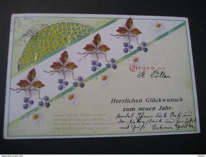 Österreich- AK St.Pölten, Gruss aus St. Pölten, Glückwunsch , gelaufen 1901 von St. Pölten nach St. Pölten