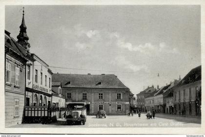 austria, STOCKERAU, Main Street, Café Gruber and Zum goldenen Strauss (1930s)