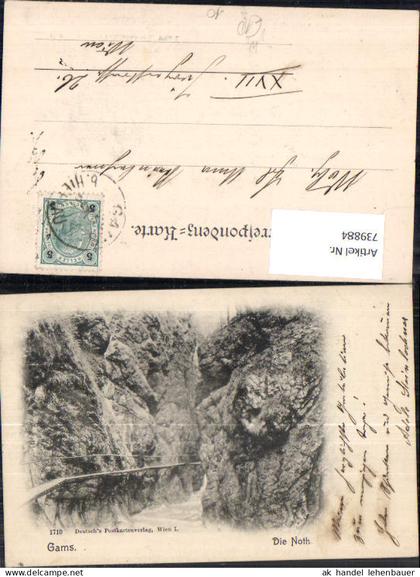739884 Gams Bad Gams Die Noth Hieflau Gesäuse Schlucht pub Deutschs Postkartenverlag 1710