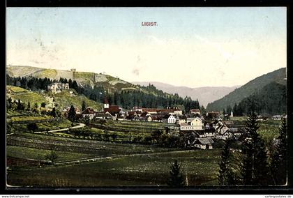 AK Ligist, Panorama mit Kirche und Häusern