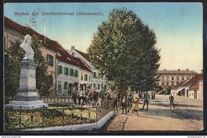 AK Mureck, Ortspartie mit Schillerdenkmal
