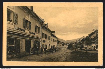 AK Obdach, Strassenpartie mit Geschäft von Ludwig Haring