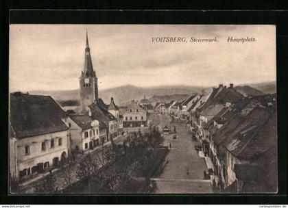 AK Voitsberg, Ansicht Hauptplatz und Kirchturm