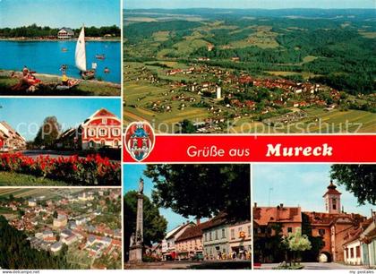 Mureck Fliegeraufnahme Rock See Hauptplatz Landesberufsschule Mariensaeule am Ha