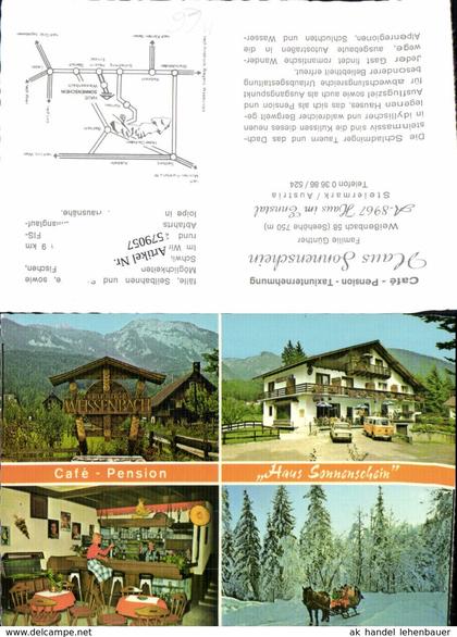 579057,Mehrbild Ak Haus im Ennstal Haus Sonnenschein Pferdeschlitten VW Bully