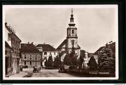 AK Fehring, Hauptplatz mit Kriegerdenkmal von der Rückseite