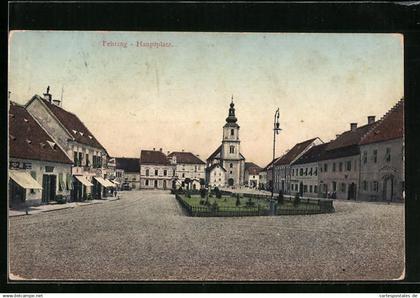 AK Fehring, Hauptplatz mit Ladenfronten