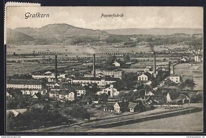 AK Gratkorn, Papierfabrik mit Umgebung aus der Vogelschau