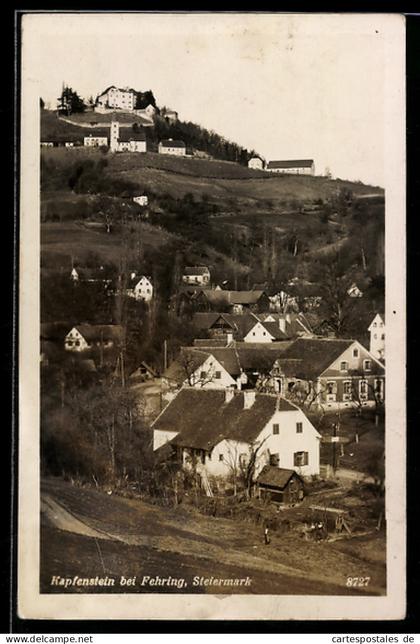AK Kapfenstein bei Fehring, Panorama mit Ort und Schloss