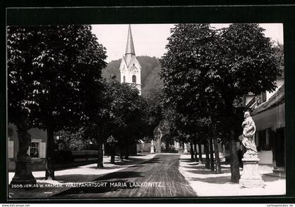 AK Maria Lankowitz, Strassenansicht mit Kirche