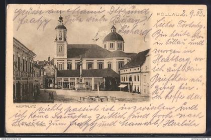 AK Pöllau, Hauptplatz mit der Kirche