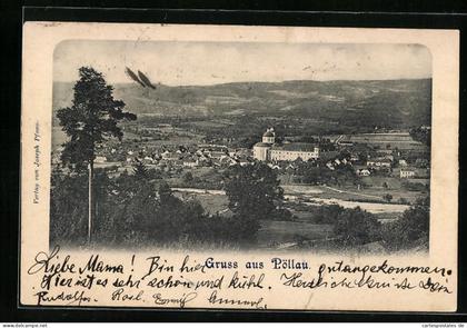 AK Pöllau, Ortsansicht mit Umgebung