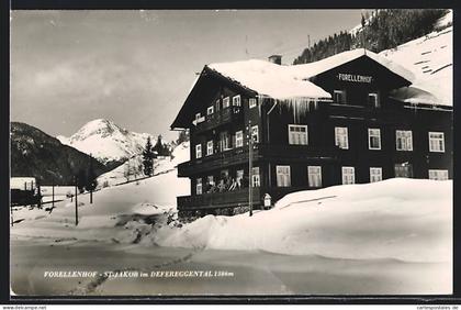 AK St. Jakob /Defereggental, Haus Forellenhof im Winter