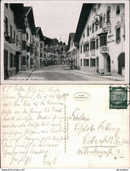 Ansichtskarte Matrei am Brenner Straßenpartie 1938