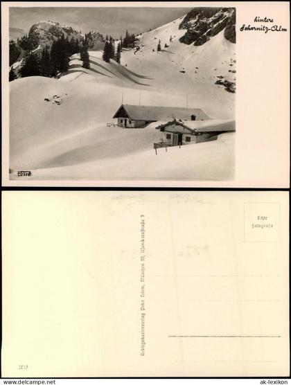 Ansichtskarte Scharnitz Tirol hintere Scharnitz-Alm im Winter 1934