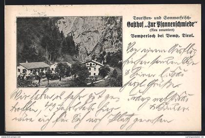 AK Vomperloch bei Vomp /Tirol, Gasthof zur Pfannenschmiede aus der Vogelschau