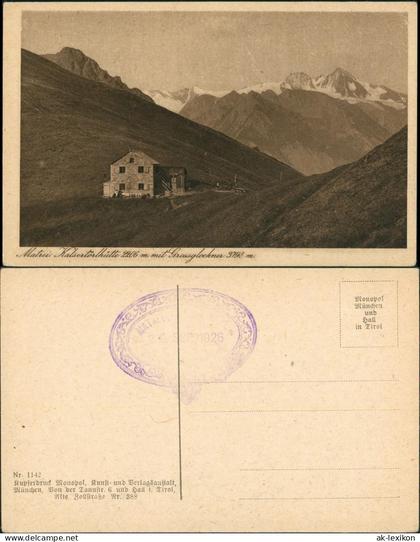 Kals am Großglockner Kals-Matreier-Törl-Haus mit Großklockner 1926