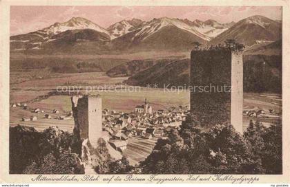 Zirl Oberinntal Tirol AT Mittenwaldbahn mit Ruinen Fraggenstein Zirl und Kalkkoe