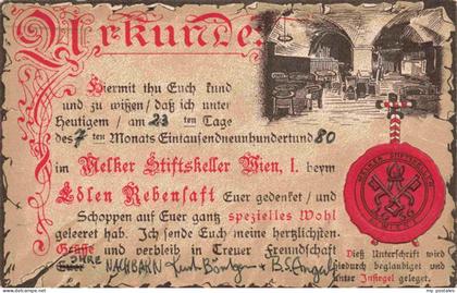 Wien AT Melker Stiftskeller Wien Urkunde
