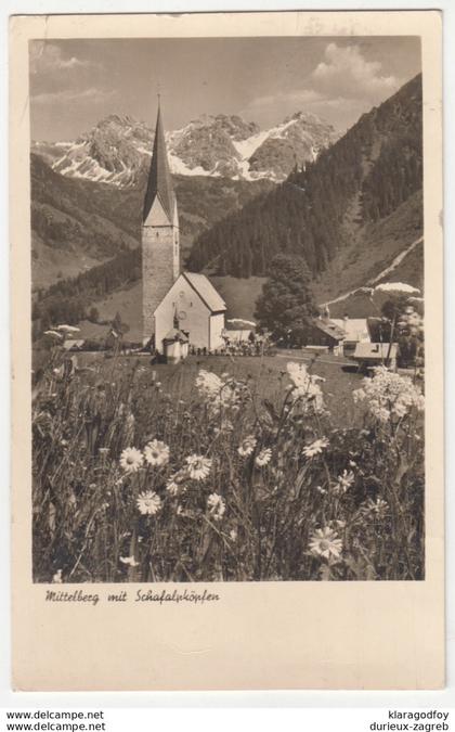 Mittelberg old postcard travelled 1951 special Mittelberg/Kleinwalsertal Sondertarif pmk b190101