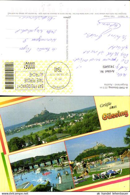 741649 Mehrbild AK Güssing Ansicht m. Burg Schwimmbad