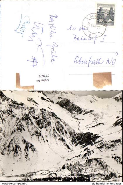 742695 Foto AK Zürs am Arlberg Blick auf Stuben Flexenstraße u. Zürs