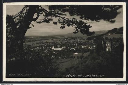 AK Götzis, Ortsansicht mit Ruine Montfort