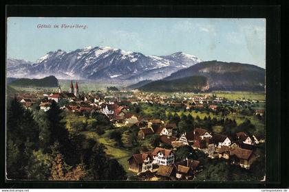 AK Götzis, Totalansicht mit Bergkette