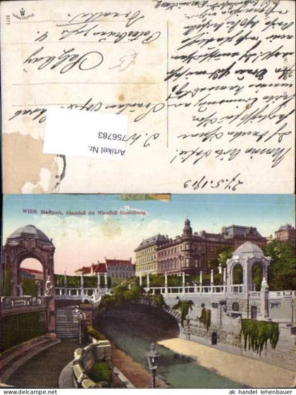 756783 Wien Stadtpark Wienfluss-Einwölbung Wien 1913