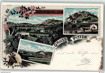 2823 Pitten Lithographie Schloss Bahnhof - 13622569
