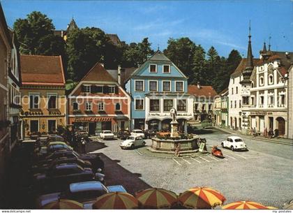 Grein Donau Oberoesterreich Stadtplatz Brunnen Cafe