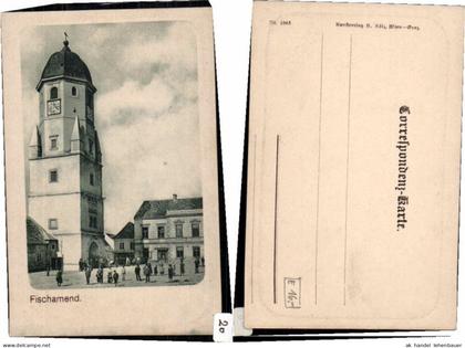 62801,Fischamend Partie a.d. Kirche Leute 1900