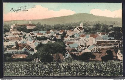 AK Poysdorf, Poysbrunn, Ortsansicht mit Schloss und Kirche